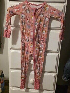Little Sleepues  Pink Bunny Print One-Piece Bamboo Pajama